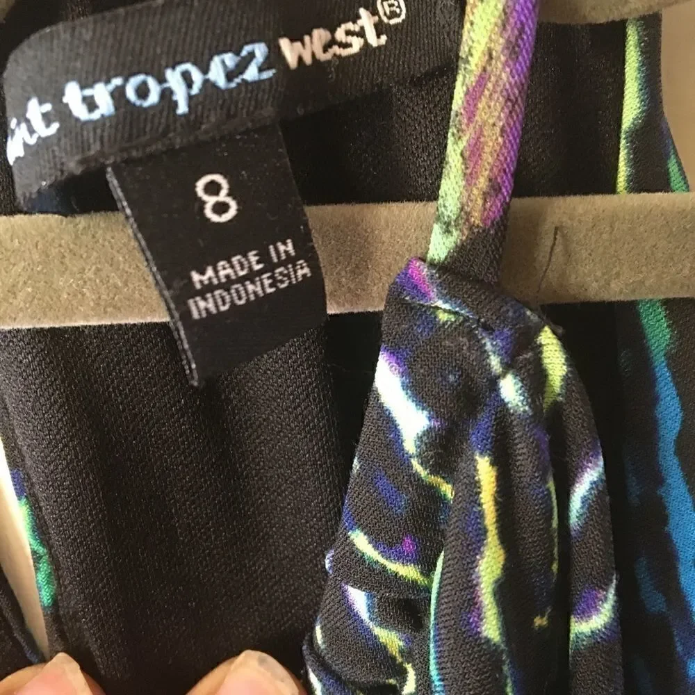 Saint Tropez West Multicolor Blue Green Black Maxi Dress